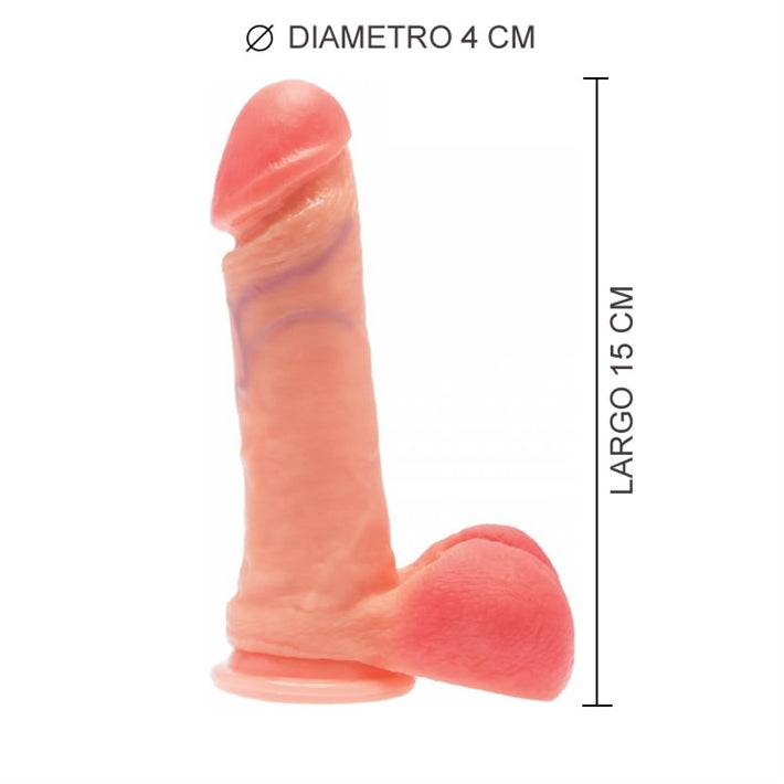 Dildo Seis Pulgadas Real | Clásico Realista (15x4cm) con Testículos y Ventosa