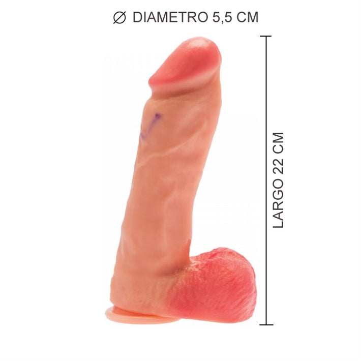 Dildo Comando Real | Grande Hiperrealista (22x5.5cm) con Testículos y Ventosa