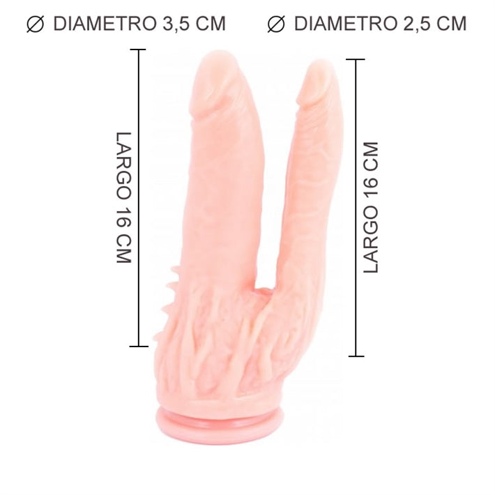 Dildo Doble Suction RealSkin | Doble Penetración