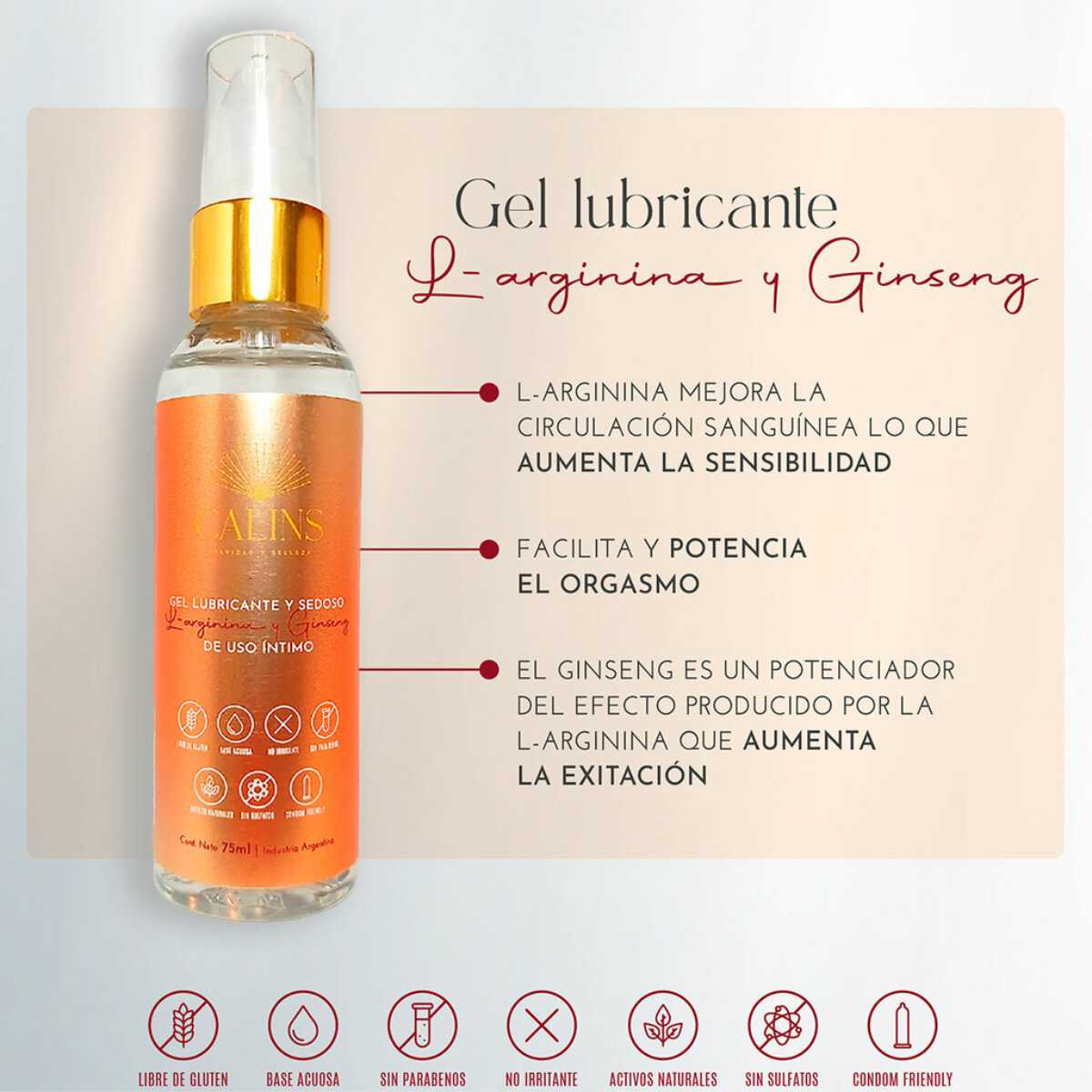 Calins Lubricante Estimulante – L-Arginina y Ginseng