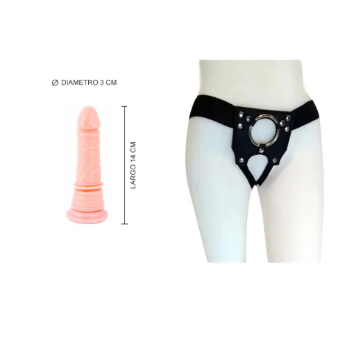 Arnés para Principiantes con Dildo Chico | Strap-On Regulable (14cm)