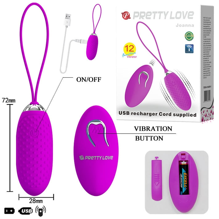 Huevo Vibrador Premium Joanna | 12 Funciones con Control Remoto