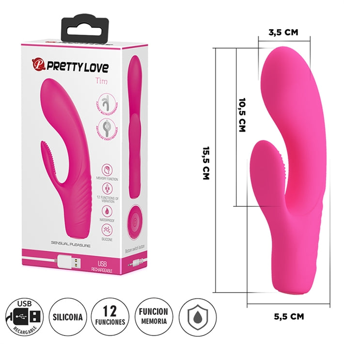 Vibrador Conejo Flexible Tim | 12 Funciones para Punto G y Clítoris