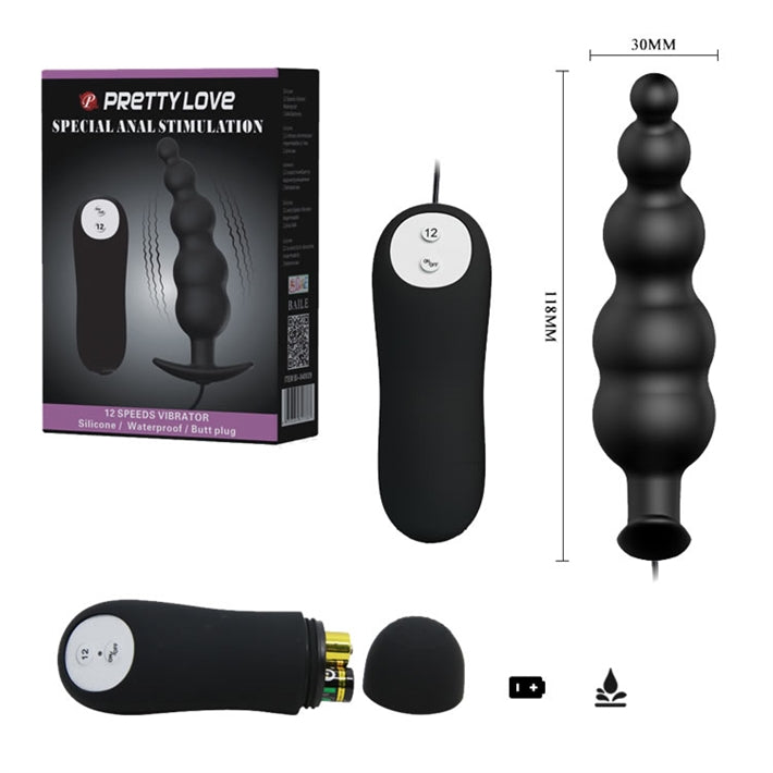 Vibrador Anal Progresivo de Esferas | 12 Funciones y Control Remoto