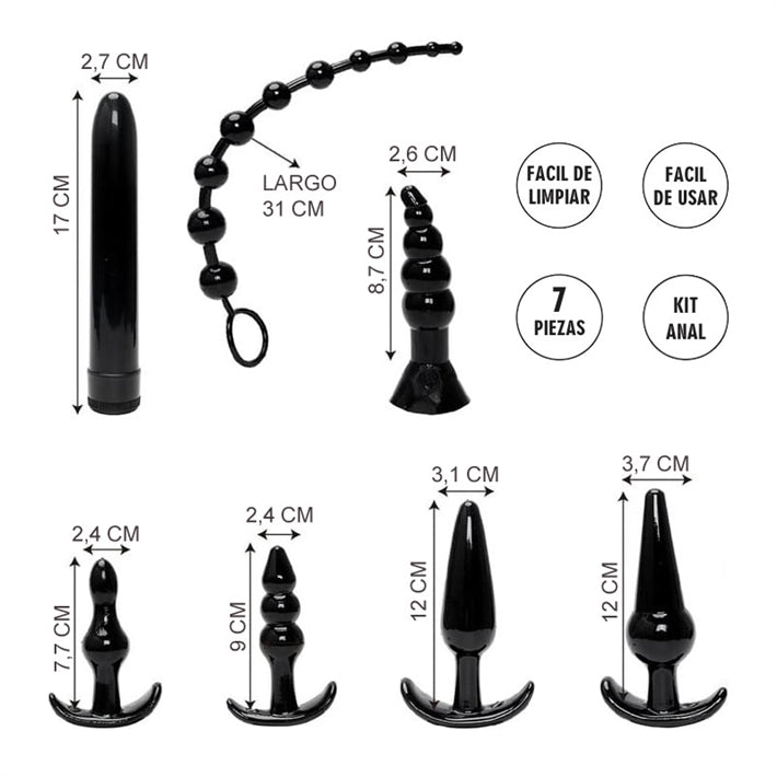 Kit de Entrenamiento Anal Hydra (7 Piezas) | Plugs y Vibrador