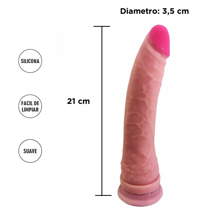 Dildo Bananín RealSkin | Penetración Gradual, Arnés y Ventosa (21cm)