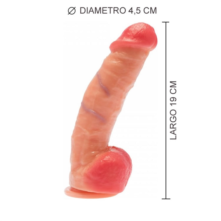Dildo Tom Chase RealSkin | Arneses, Ventosa y Testículos (19cm)