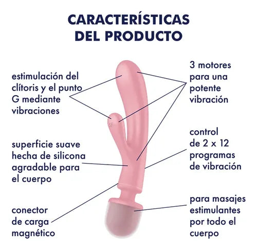 Satisfyer Triple Lover 2 en 1 – Conejito + Masajeador