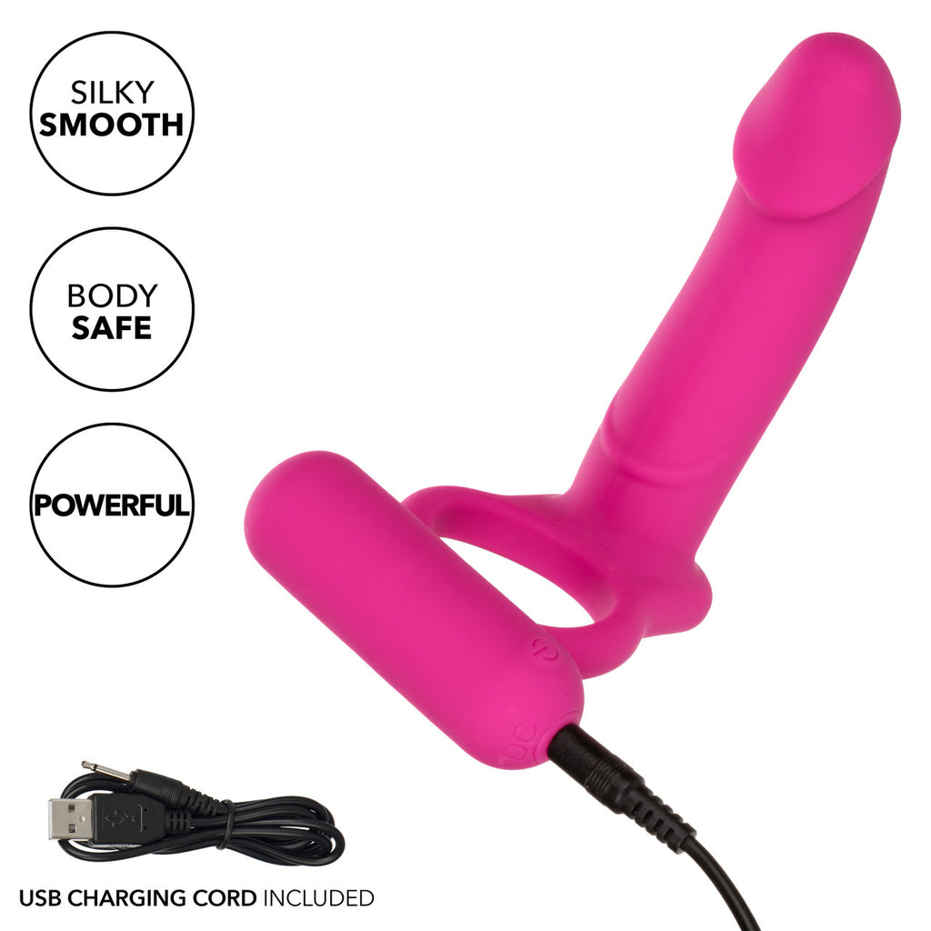 Anillo de Doble Penetración con Vibrador | Juguete para Parejas USB