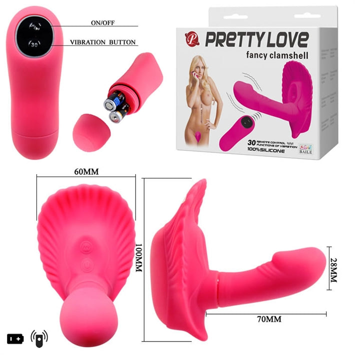 Vibrador Manos Libres Clamshell | 30 Funciones con Control Remoto