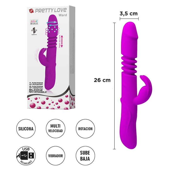 Vibrador 3 en 1 Ward | Rota, Vibra y Empuja