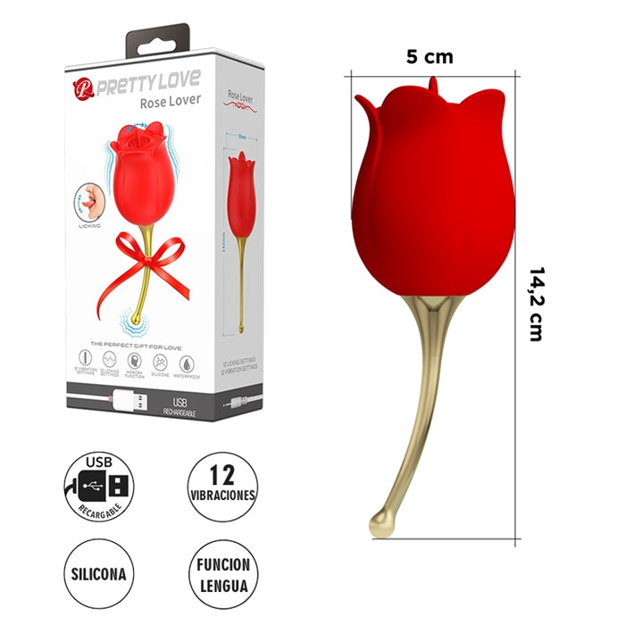 Vibrador de Lengua en Forma de Rosa | 12+12 Funciones de Placer Oral