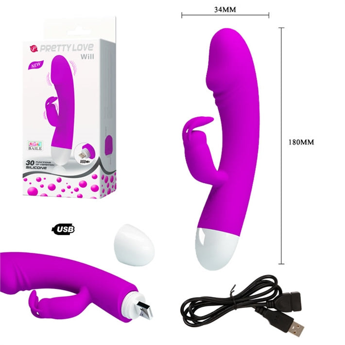 Vibrador Conejo Pretty Love Will | 30 Funciones para Principiantes