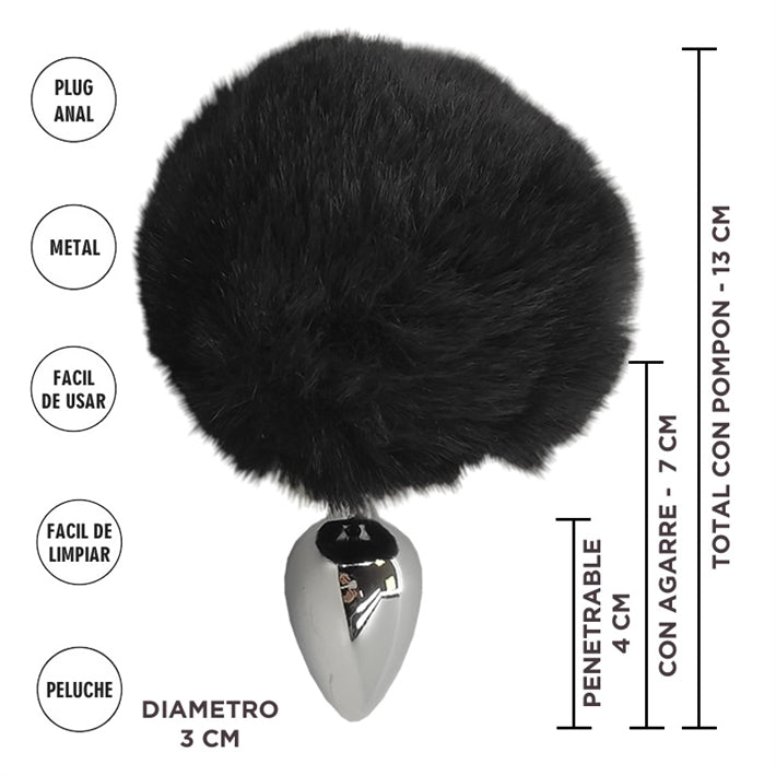 Plug Anal de Metal con Cola de Conejo | Juego de Rol Pet Play