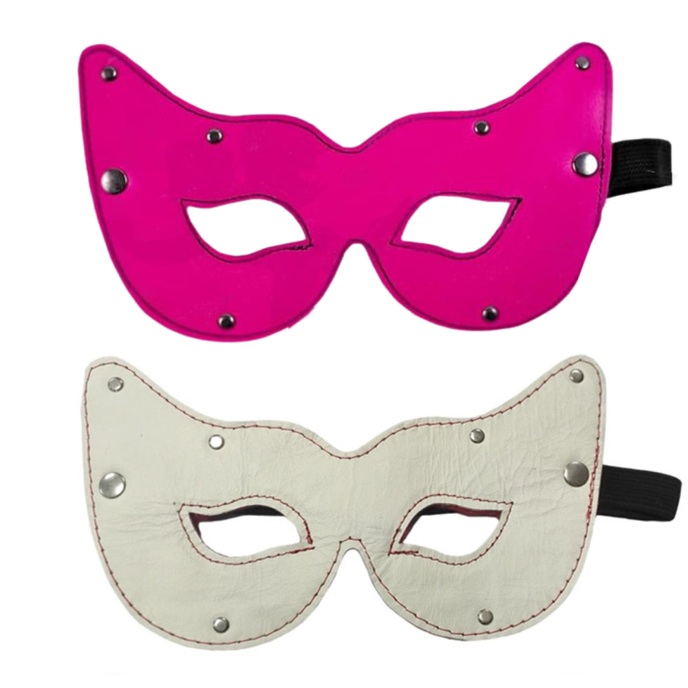 Antifaz de Gata Sexy de Cuero y Peluche | Máscara para Juego de Rol
