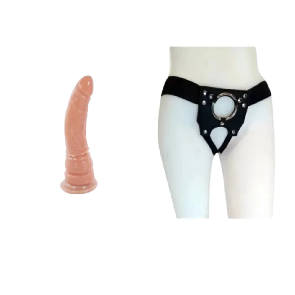 Arnés con Dildo Curvo | Strap-On para Estimular el Punto G
