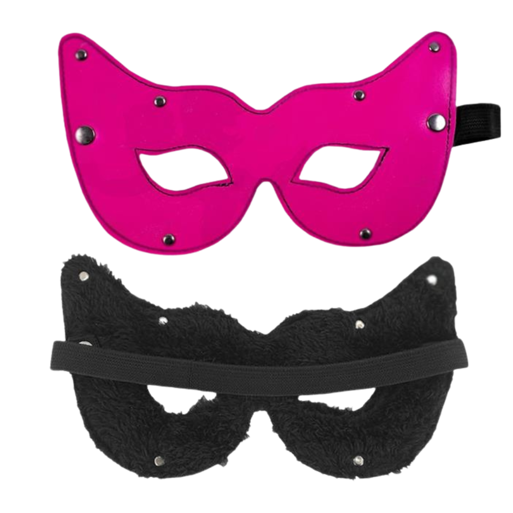 Antifaz de Gata Sexy de Cuero y Peluche | Máscara para Juego de Rol