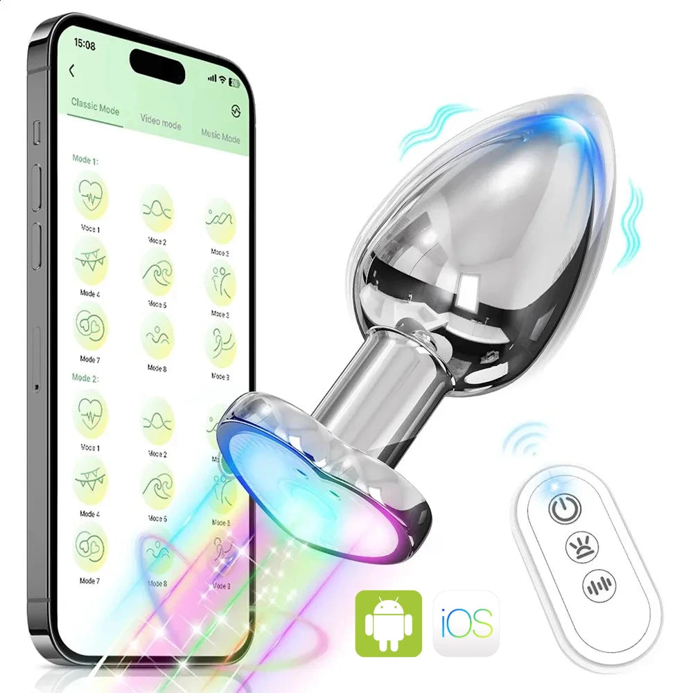 Plug Anal Corazón con Luz LED, Control Remoto y App