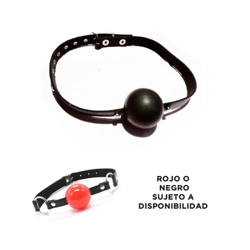 Mordaza de Bola Chica de Cuero | Accesorio BDSM Regulable
