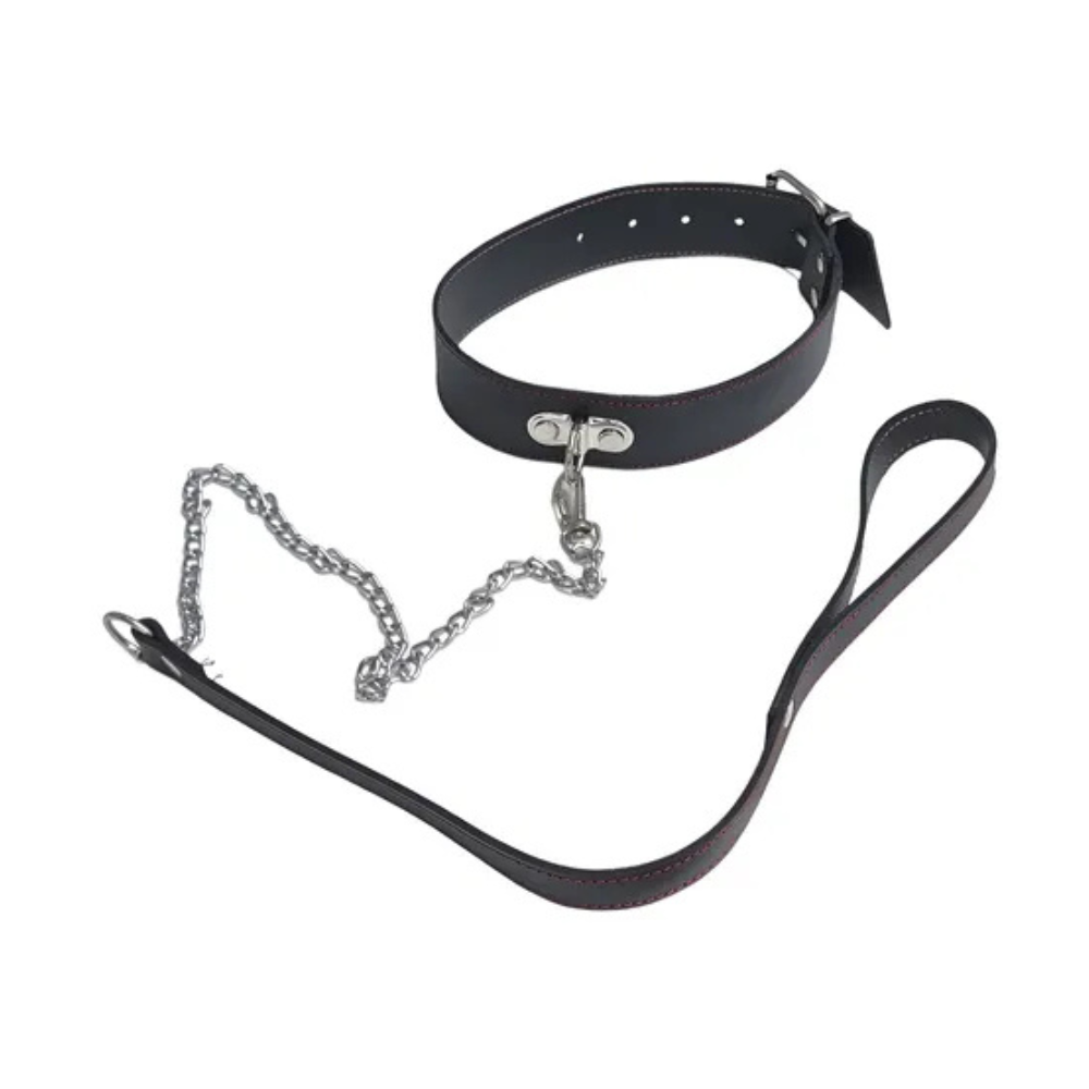 Collar de Cuero con Cadena | Leather Fantasy