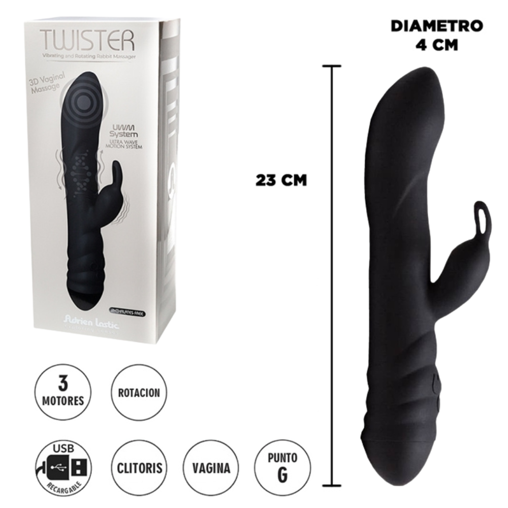 Adrien Lastic Twister – Vibrador Rotador 3D con triple motor
